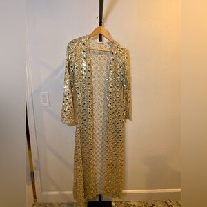 Gold Sequin Long Cardigan